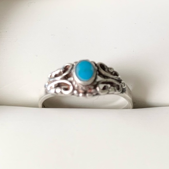 Sterling Silver Turquoise Decal Ring - Picture 2 of 5